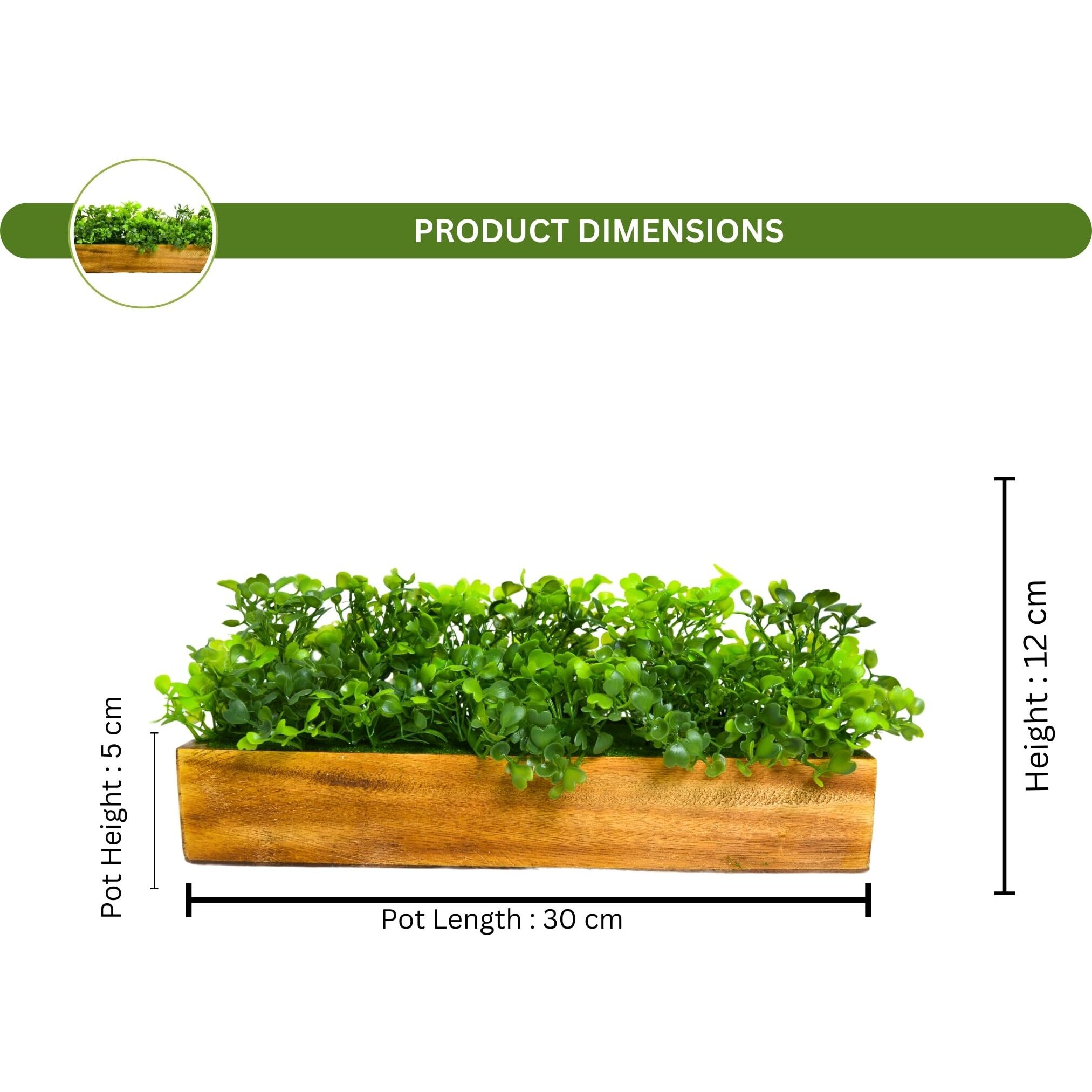 fancymart Artificial Gardenia Plant Bunch in Wood Planter, Home and Office Decor Plants for Decoration, Realistic Green Decorative for Interior, Living Room, Office Desk -8135