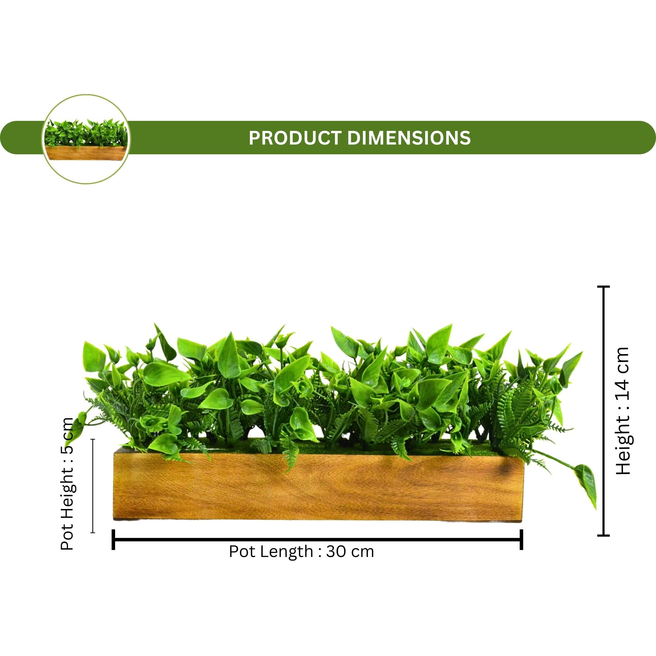 fancymart Artificial Gardenia Plant Bunch in Wood Planter, Home and Office Decor Plants for Decoration, Realistic Green Decorative for Interior, Living Room, Office Desk -8136