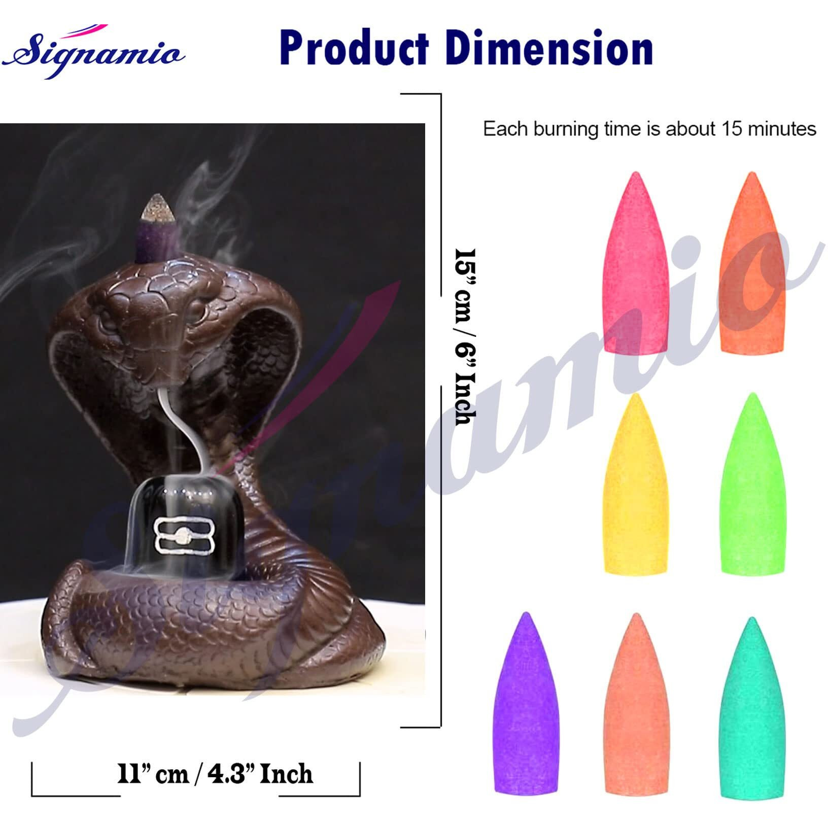 SIGNAMIO Essence of shiva smoke fountain aromatic fountain lord shiva idol shivling resin incense holder with 30 Backflow Incense Cones,Aromatherapy,Home Decor-1-Pcs/30 Cones-Nag shivling