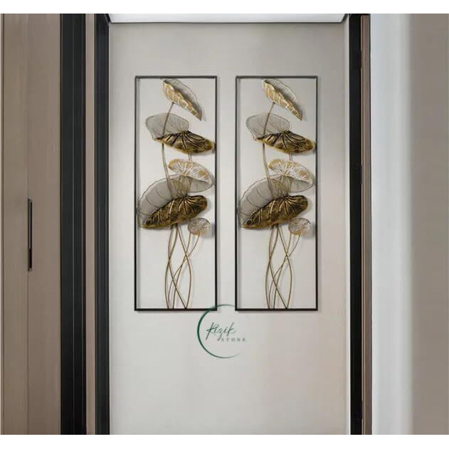 RIZIK STORE Metal Abstract Figures Wall Sculpture For Home Decor, Living Room & Bedroom (Pack Of 2) Bronze