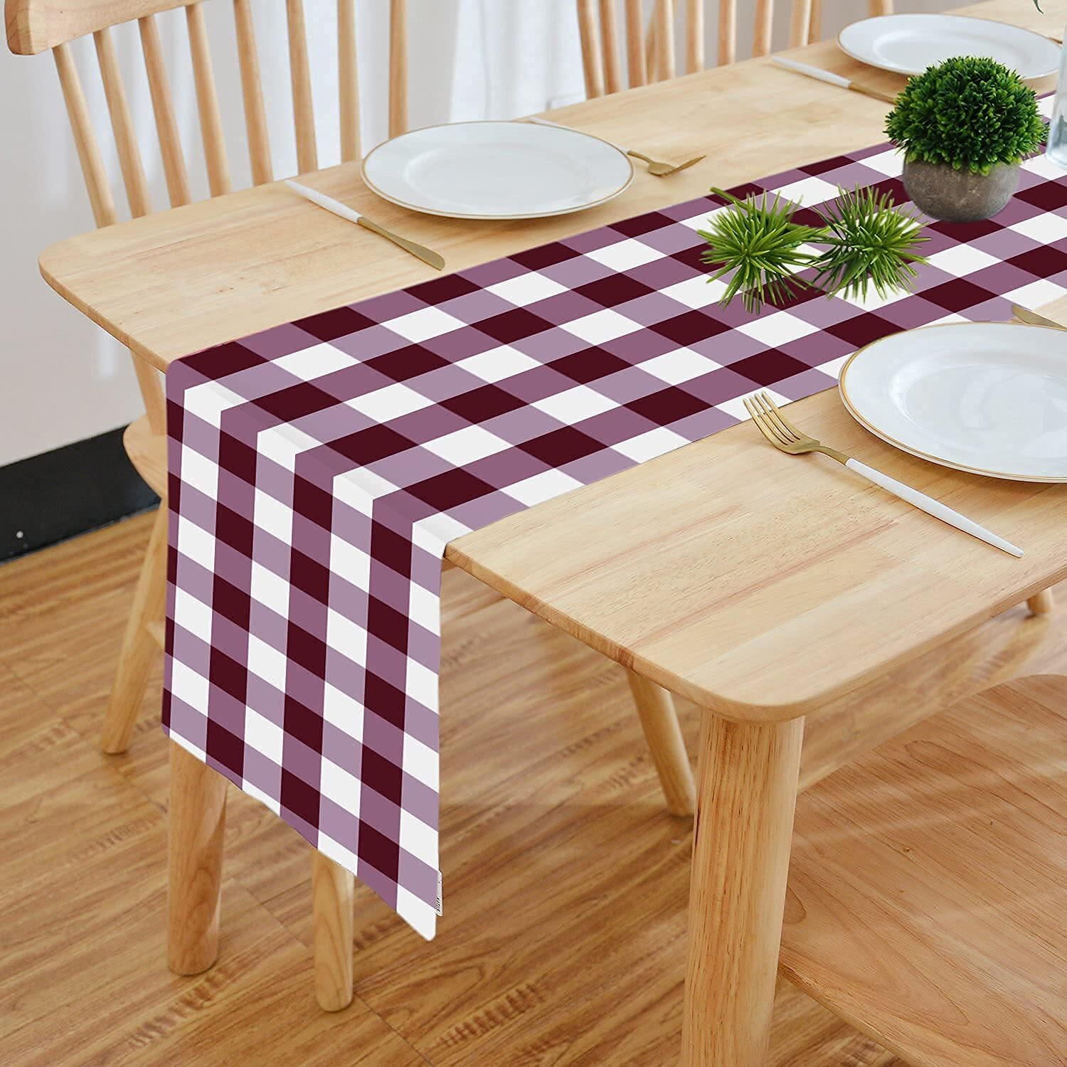 HOMADORN Cotton Feel Fabric Multicolor Clover Design Digital Printed Double Layered Enhanced Decor 6 Seater Table Runner Cloth (TR-49, 13 INCHES X 72 INCHES)