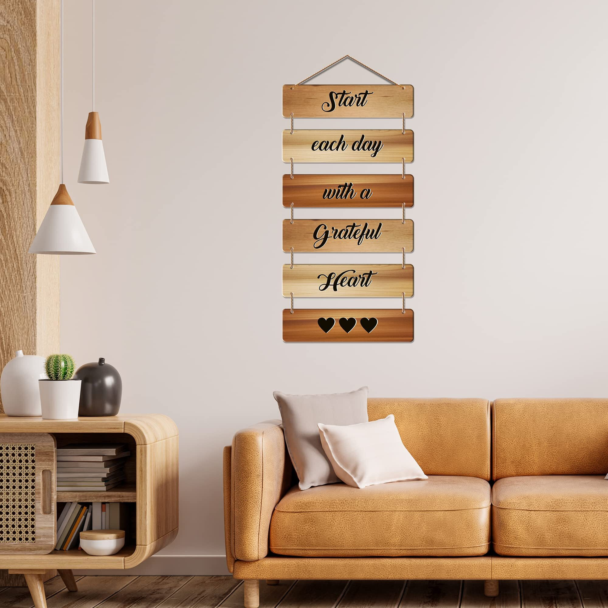 Artvibes Decorative Wall Hanging Wooden Art Decoration item for Living Room | Bedroom | Home Decor | Gifts | Quotes Decor Item | Wall Art For Hall | Mdf Wall Decoration, Set of 6 (WH_3245N)