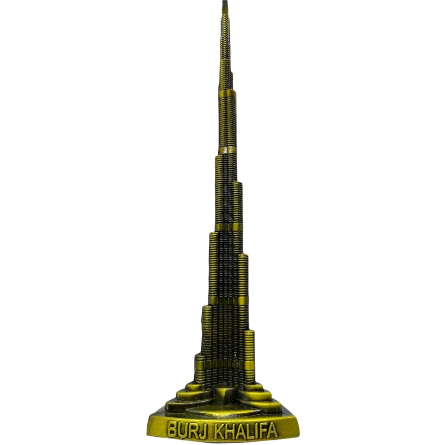 SATYAM KRAFT 1 Pc Dubai United Arab Emirates Burj Khalifa Metal Showpiece Antique Statue for Room, Office, Decorative Showpeice for Home, Desk Decor, Table Stand (12 cm) (Style 8)