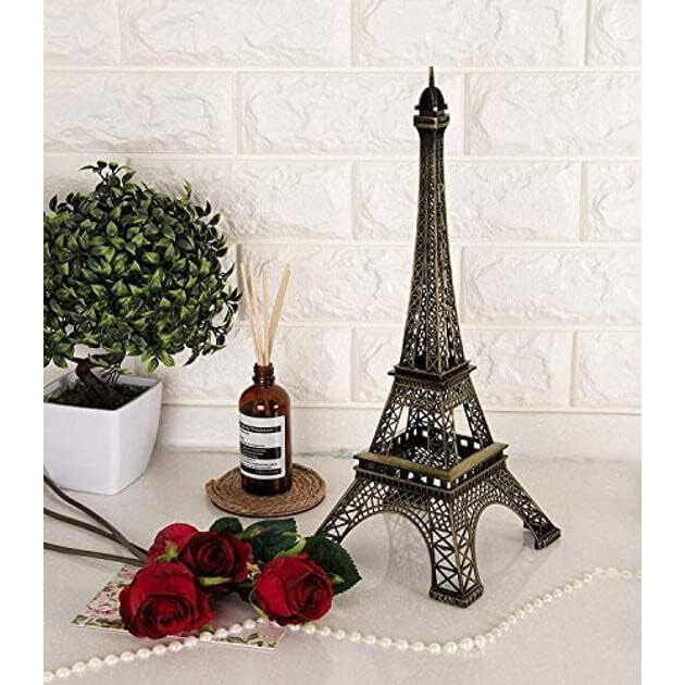SATYAM KRAFT 1 Piece Metal Eiffel Tower Antique Vintage Statue for Room, Office, Decorative Showpeice for Home, Desk Decor, Table Stand (32 cm) (Style 3)
