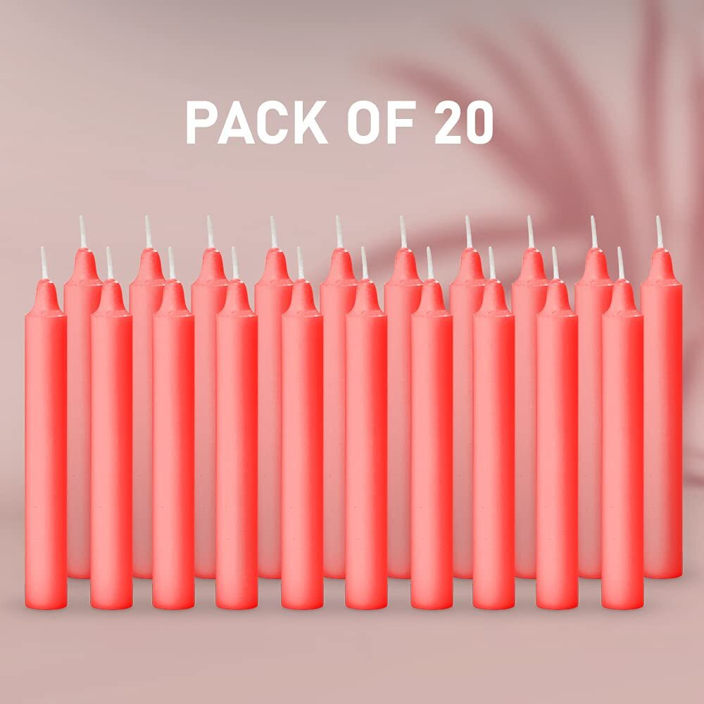 Aura Decor Unscented Pure Wax Stick Candle Pack of 20 (Red)