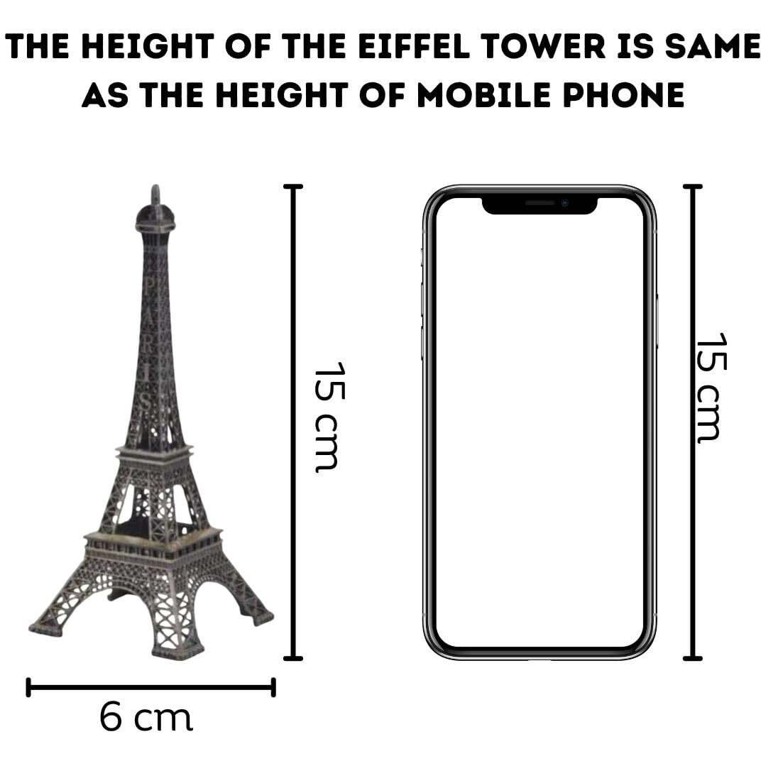 SATYAM KRAFT 1 Piece Metal Eiffel Tower Antique Vintage Statue for Room, Office, Decorative Showpeice for Home, Desk Decor, Table Stand (15 cm)