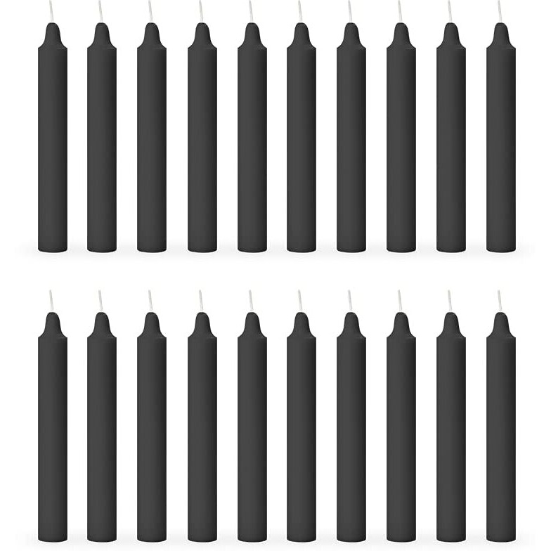 Aura Decor Unscented Pure Wax Stick Candle Pack of 20 (Black)
