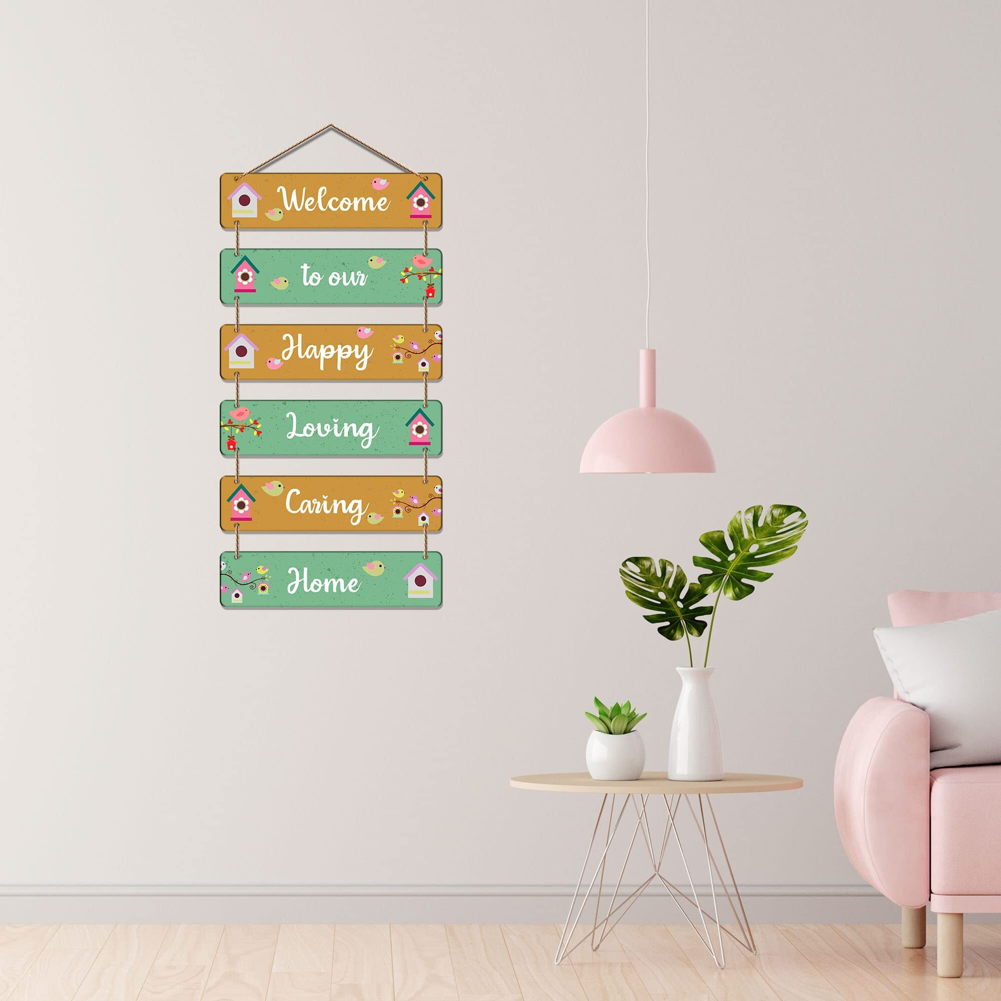 Artvibes Decorative Wall Hanging Ornaments Wooden Art Decoration item for Living Room | Bedroom | Wood Home Decor | Gifts | Quotes Items | Mdf Wall Artworks,Set of 6, Set of 6(WH_3266N)