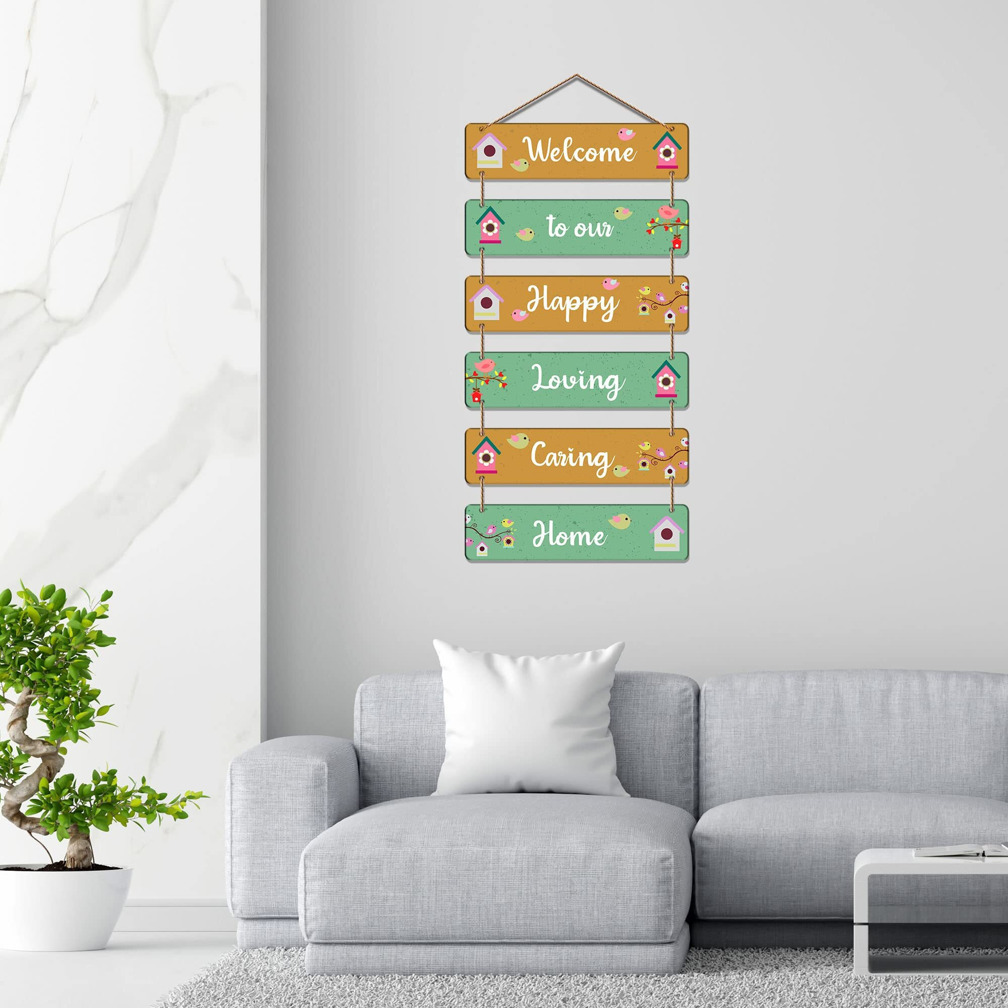 Artvibes Decorative Wall Hanging Ornaments Wooden Art Decoration item for Living Room | Bedroom | Wood Home Decor | Gifts | Quotes Items | Mdf Wall Artworks,Set of 6, Set of 6(WH_3266N)
