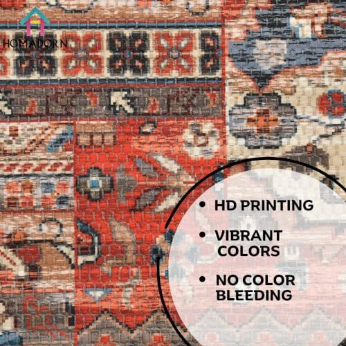HOMADORN Chindi Handmade Printed Modern Dhurrie/ Rugs /Carpet for Living Room / Drawing Room Enhanced Decor for Bedroom
