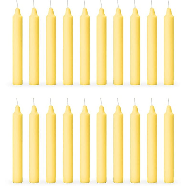 Aura Decor Unscented Pure Wax Stick Candle Pack of 20 (Yellow)