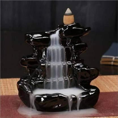 HC VILLA Ceramic Back Flow Incense Holder,Incense Burner with 10 Back Flow Incense Cones for -Pooja, Meditation, Prayer, Aromatherapy Ornament Home Decor-1-Pcs/10 Cones