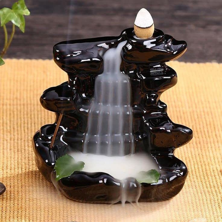 HC VILLA Ceramic Back Flow Incense Holder,Incense Burner with 10 Back Flow Incense Cones for -Pooja, Meditation, Prayer, Aromatherapy Ornament Home Decor-1-Pcs/10 Cones