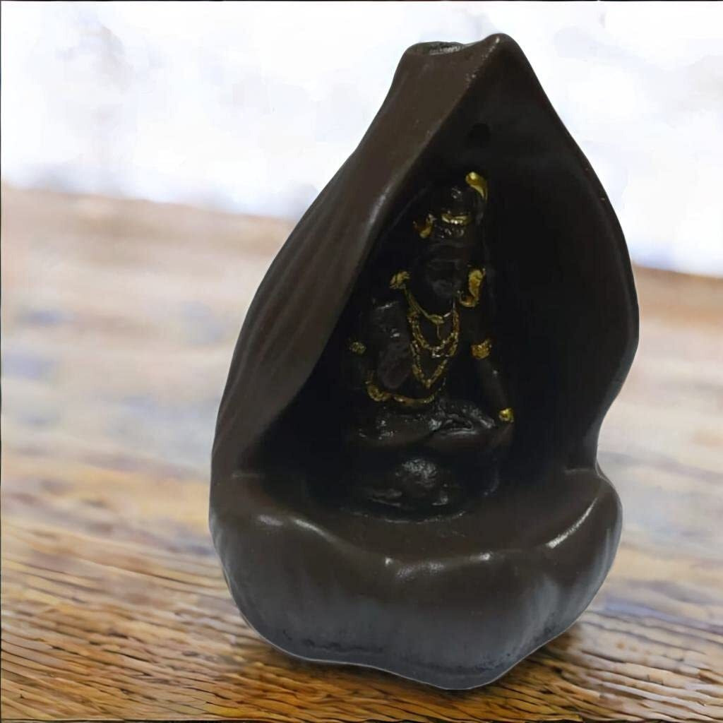 HC VILLA Lord Shiva Back Flow Incense Holder,Incense Burner with 10 Back Flow Incense Cones for -Pooja, Meditation, Prayer, Aromatherapy Ornament Home Decor-1-Pcs/10 Cones