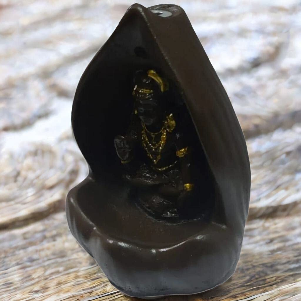 HC VILLA Lord Shiva Back Flow Incense Holder,Incense Burner with 10 Back Flow Incense Cones for -Pooja, Meditation, Prayer, Aromatherapy Ornament Home Decor-1-Pcs/10 Cones