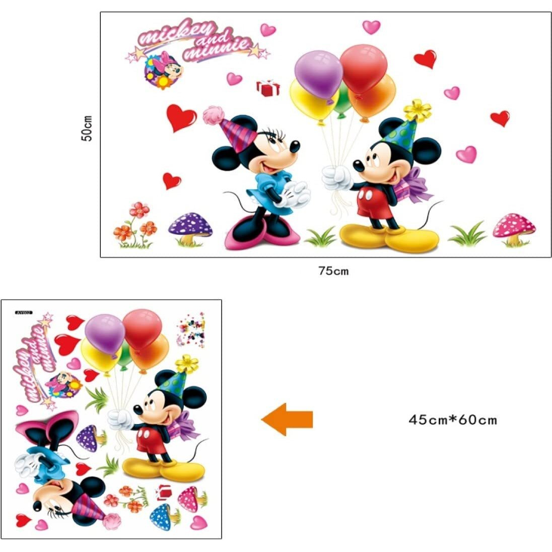 JAAMSO Royals Multicolour Micky Mouse Vinyl Home Decor Wall Sticker (45 cm X 60 cm)