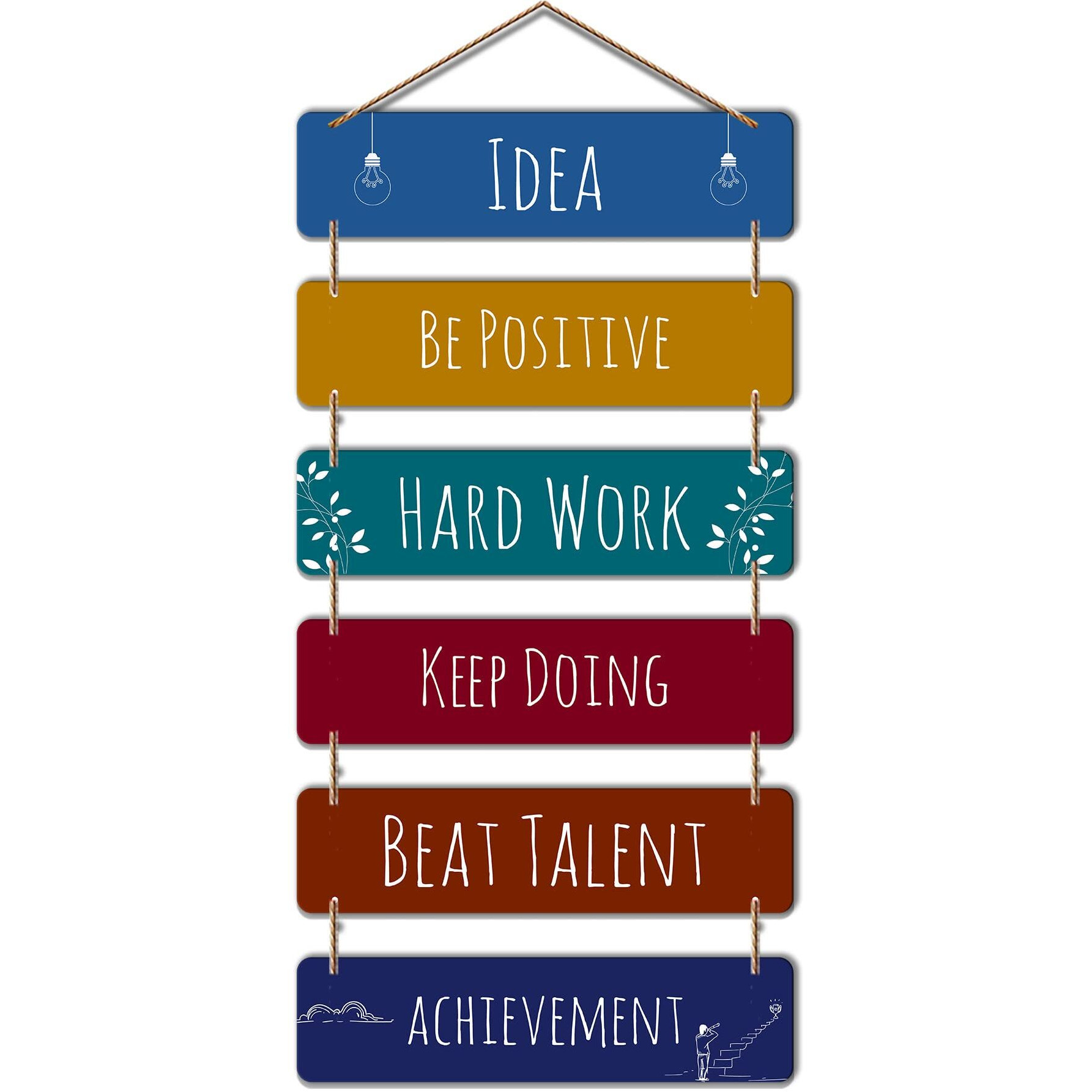 Art Vibes Designer Wall Hanging Wooden Art Decoration Item For Living Room | Quotes Decor Item | Wall Art For Hall | Mdf Wall Decoration (Wh 3207N, Multicolour) - Set Of 6