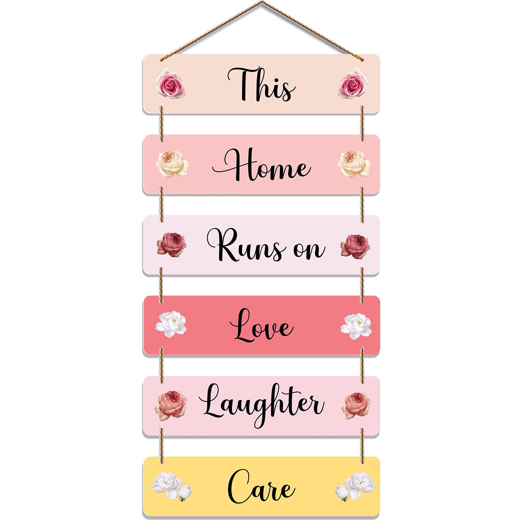 Artvibes Decorative Wall Hanging Wooden Art Decoration item for Living Room | Bedroom | Home Decor | Gifts | Quotes Decor Item | Wall Art For Hall | Mdf Wall Decoration, Set of 6(WH_3211N)