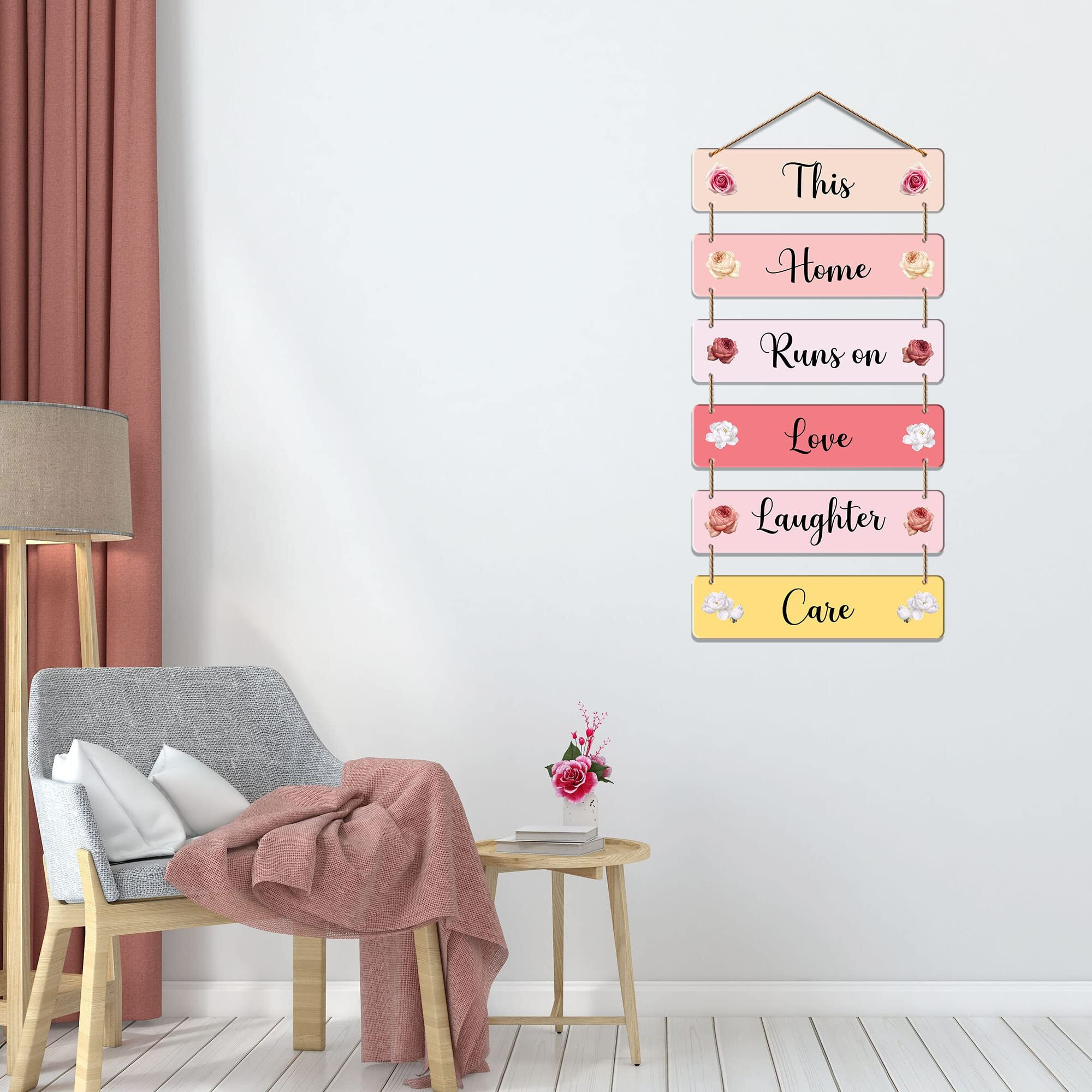 Artvibes Decorative Wall Hanging Wooden Art Decoration item for Living Room | Bedroom | Home Decor | Gifts | Quotes Decor Item | Wall Art For Hall | Mdf Wall Decoration, Set of 6(WH_3211N)