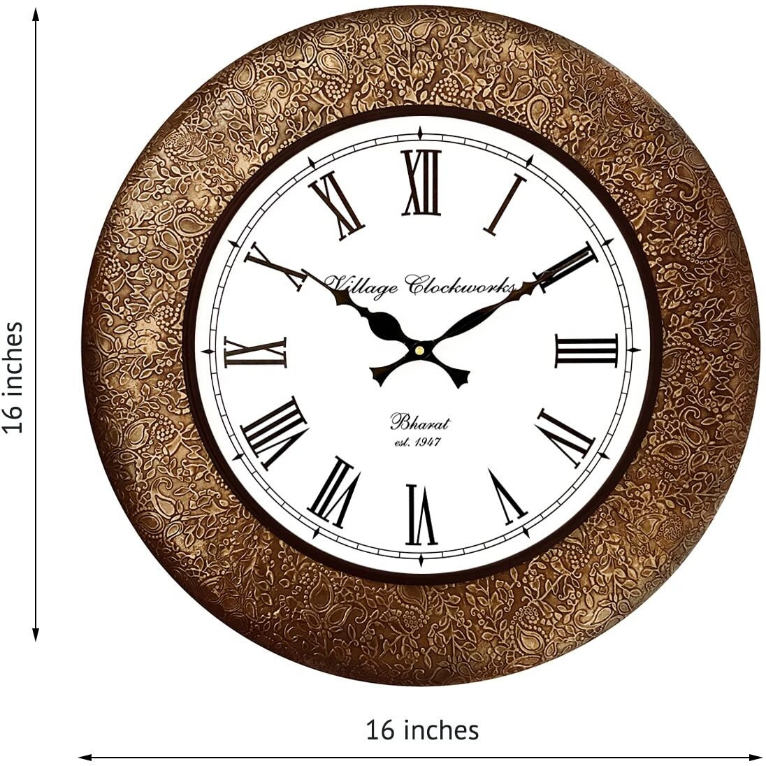 RoyalsCart Classic Metal Analog Wall Clock for Elegant Home Decor, Office, School, Gym, Shop and Gifting || Clock Size - 16 x 16 inches [KTWC213]