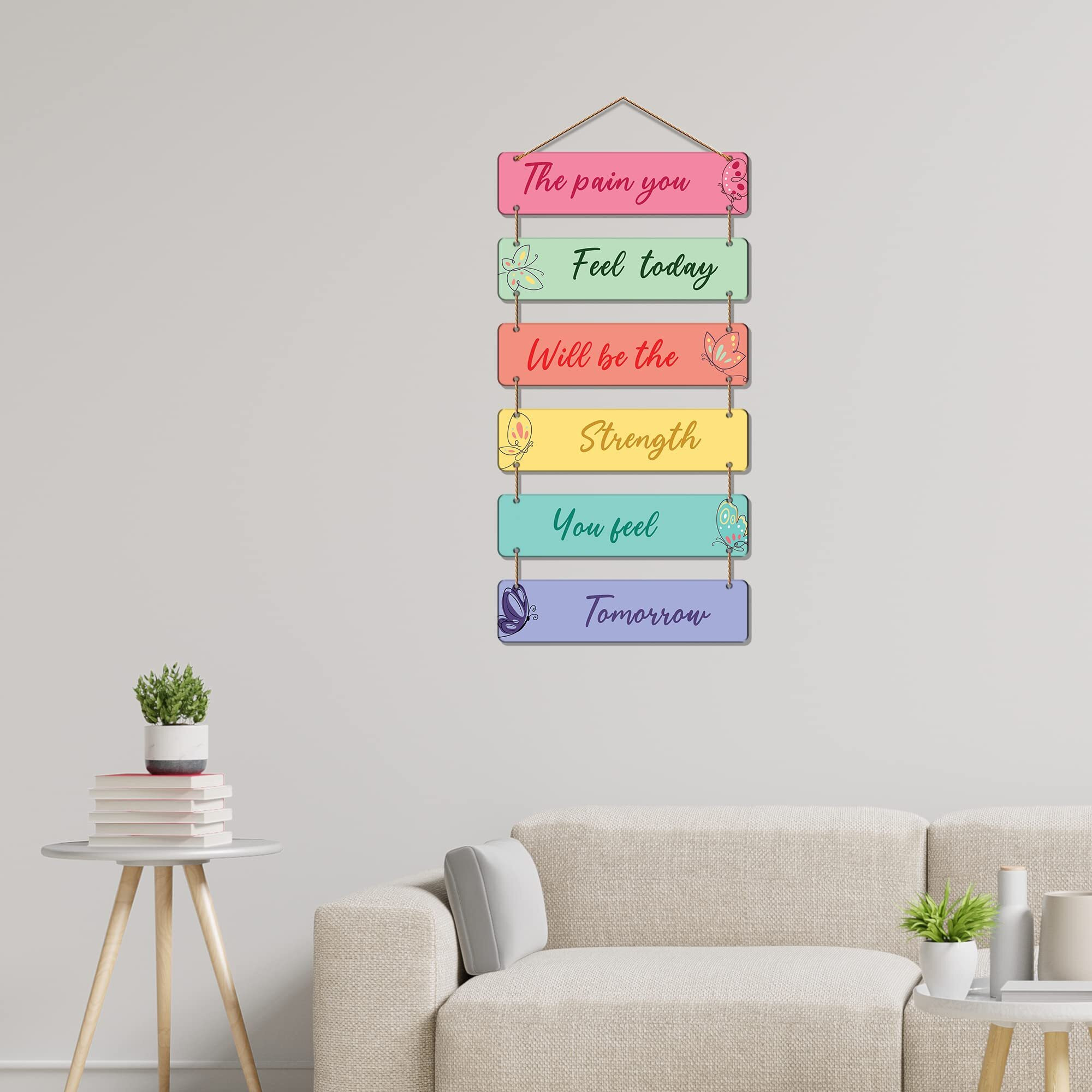 Artvibes Decorative Wall Hanging Wooden Art Decoration item for Living Room | Bedroom | Home Decor | Gifts | Quotes Decor Item | Wall Art For Hall | Mdf Wall Decoration, Set of 6(WH_3215N)
