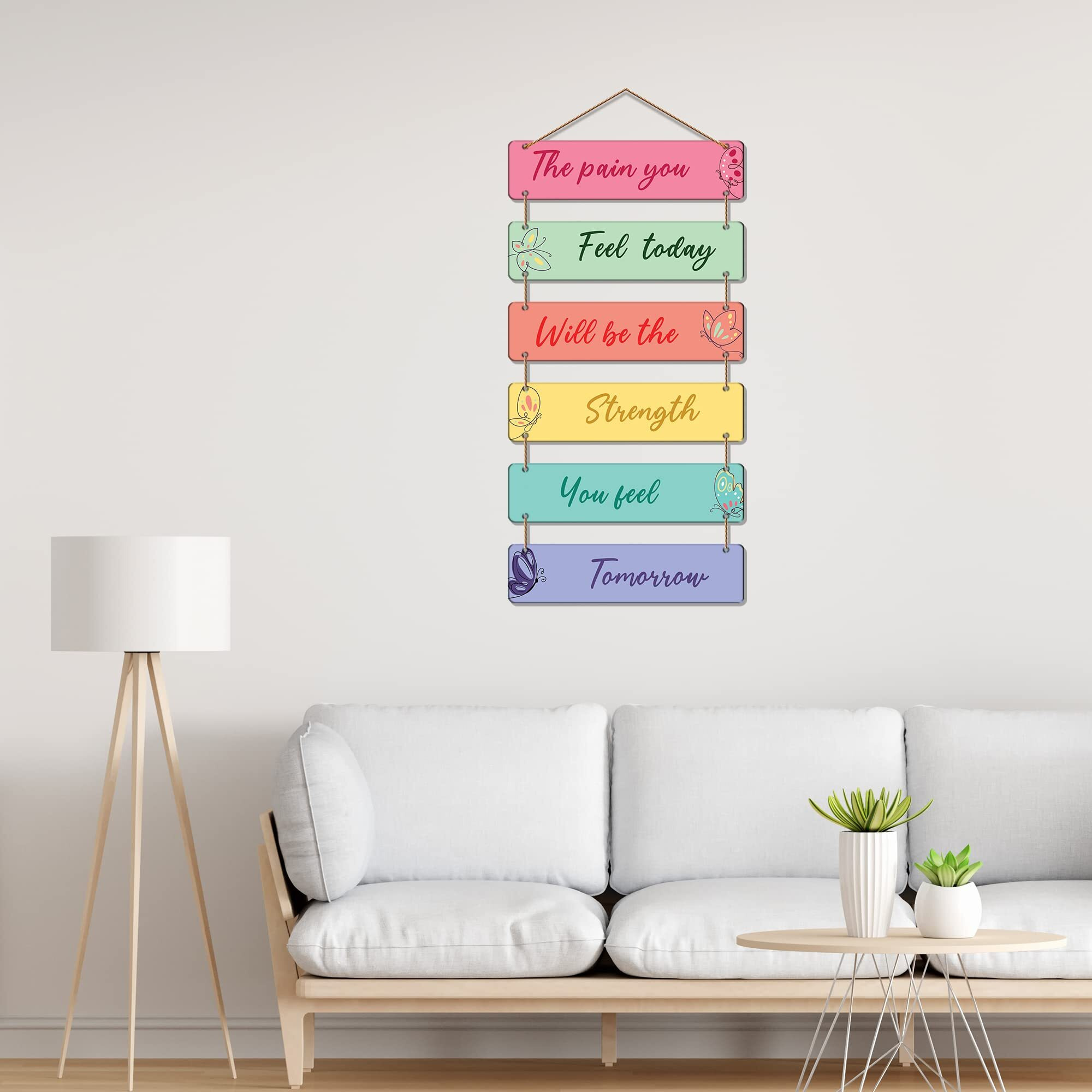 Artvibes Decorative Wall Hanging Wooden Art Decoration item for Living Room | Bedroom | Home Decor | Gifts | Quotes Decor Item | Wall Art For Hall | Mdf Wall Decoration, Set of 6(WH_3215N)