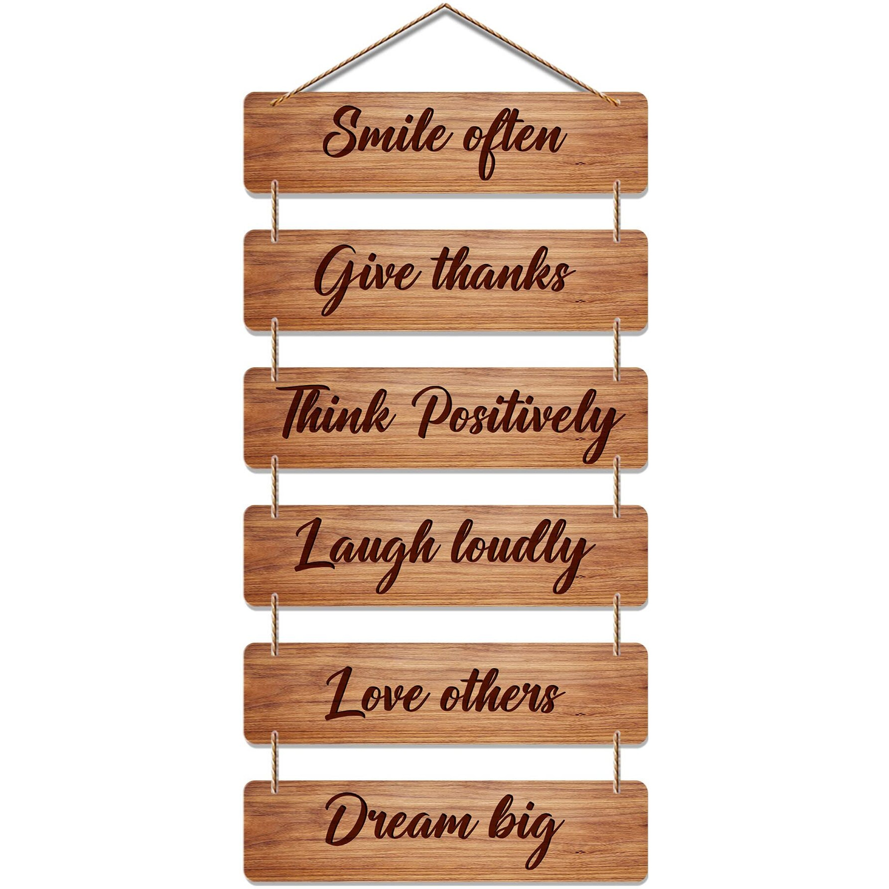 Artvibes Decorative Wall Hanging Ornaments Wooden Art Decoration item for Living Room | Bedroom | Home Decor | Gifts | Quotes Item | Mdf Modern Art Piece, Set of 6(WH_3217N)