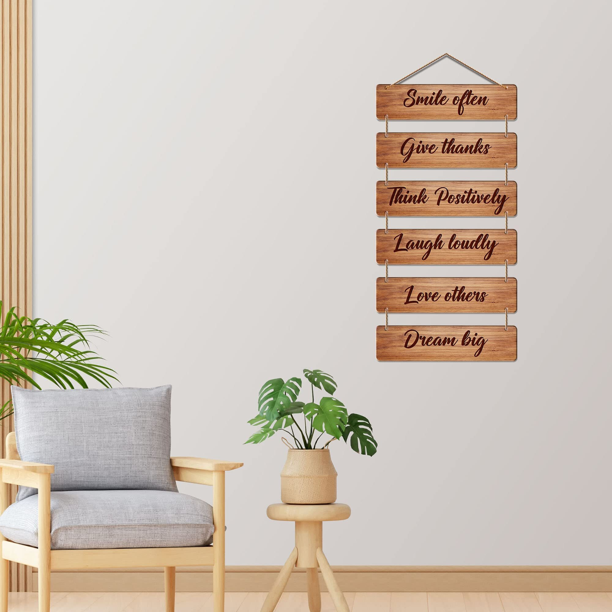 Artvibes Decorative Wall Hanging Ornaments Wooden Art Decoration item for Living Room | Bedroom | Home Decor | Gifts | Quotes Item | Mdf Modern Art Piece, Set of 6(WH_3217N)