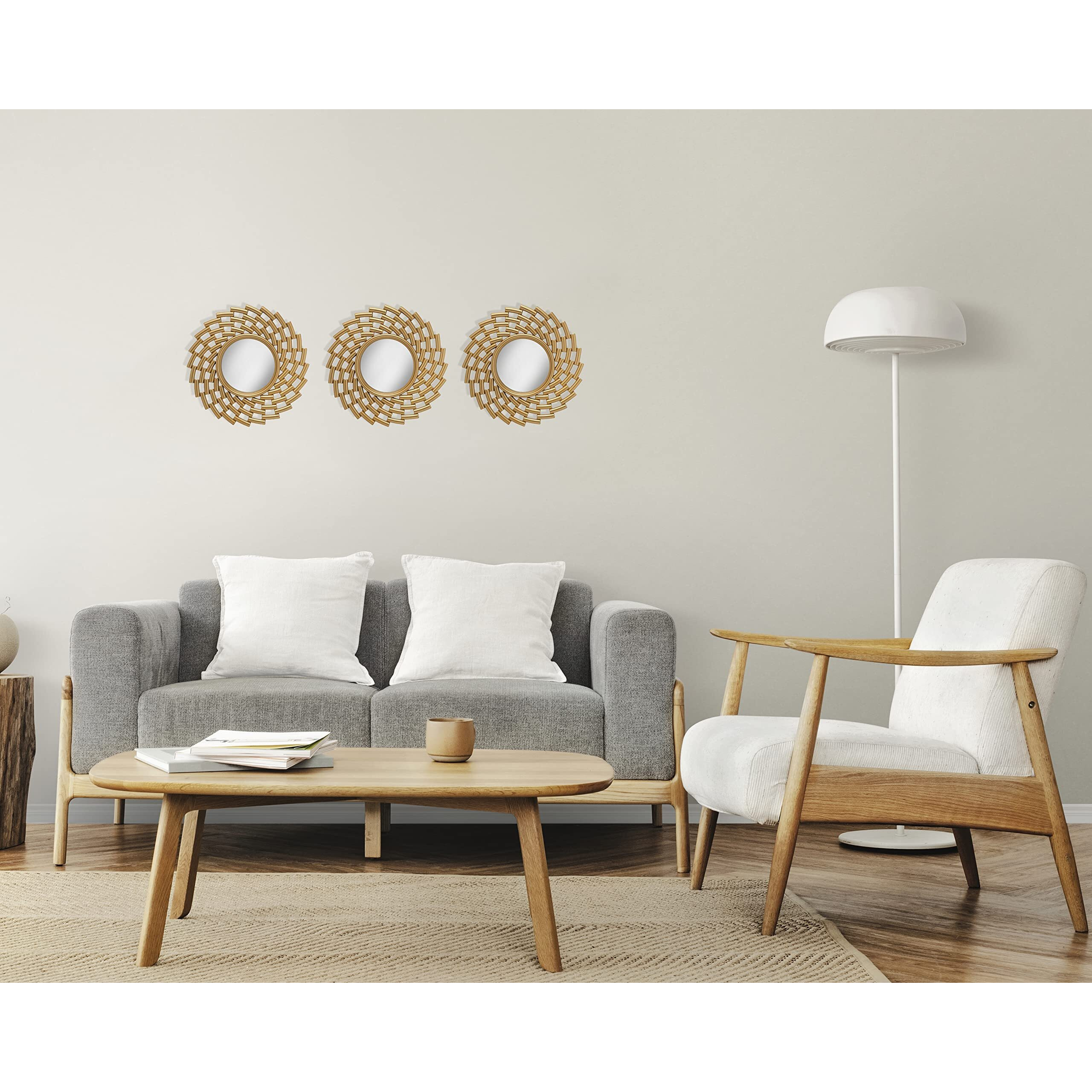 SATYAM KRAFT 1 Pcs Fiber Wall Mirror Hanging for Home Decor, Hanging in Bedroom, Living Room, Bathroom Decorations Items, with Hook for Hanging On Walls (Model 3)