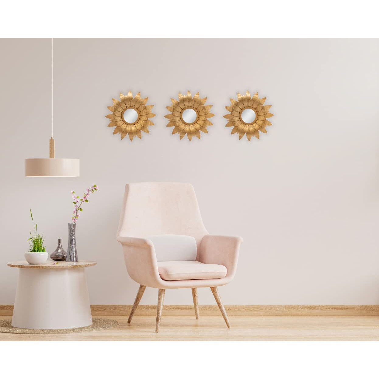 SATYAM KRAFT 1 Pcs Fiber Wall Mirror Hanging for Home Decor, Hanging in Bedroom, Living Room, Bathroom Decorations Items, with Hook for Hanging On Walls (Model 7)