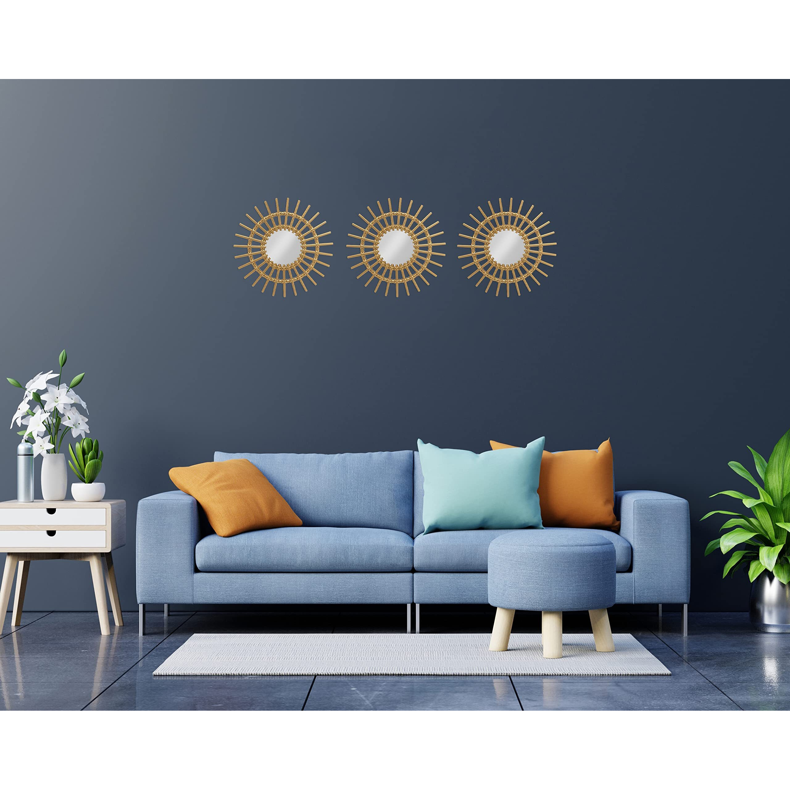 SATYAM KRAFT 1 Pcs Fiber Wall Mirror Hanging for Home Decor, Hanging in Bedroom, Living Room, Bathroom Decorations Items, with Hook for Hanging On Walls (Model 1)