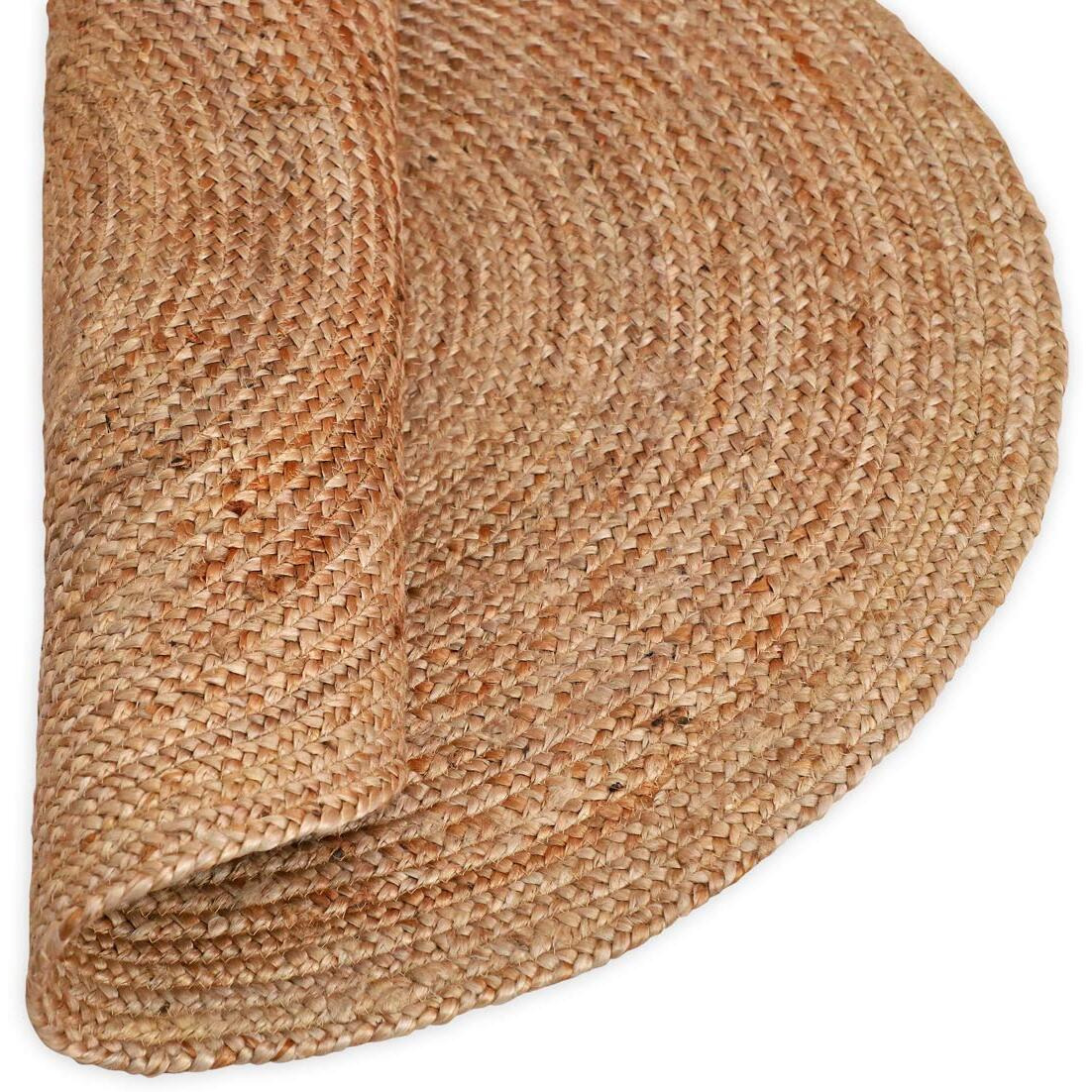 Fernish Decor Pack of 2 piece- Jute Round Rug - Braided Reversible Rug for Living Room Bedroom (Beige, 60 CM Round, 2pc)