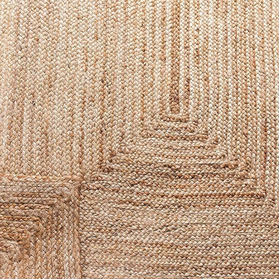 Fernish Decor Jute Braided Reversible Rug/Carpet for Living Room Bedroom Kitchen Entryway (Beige, 4 x 6 Feet Round)