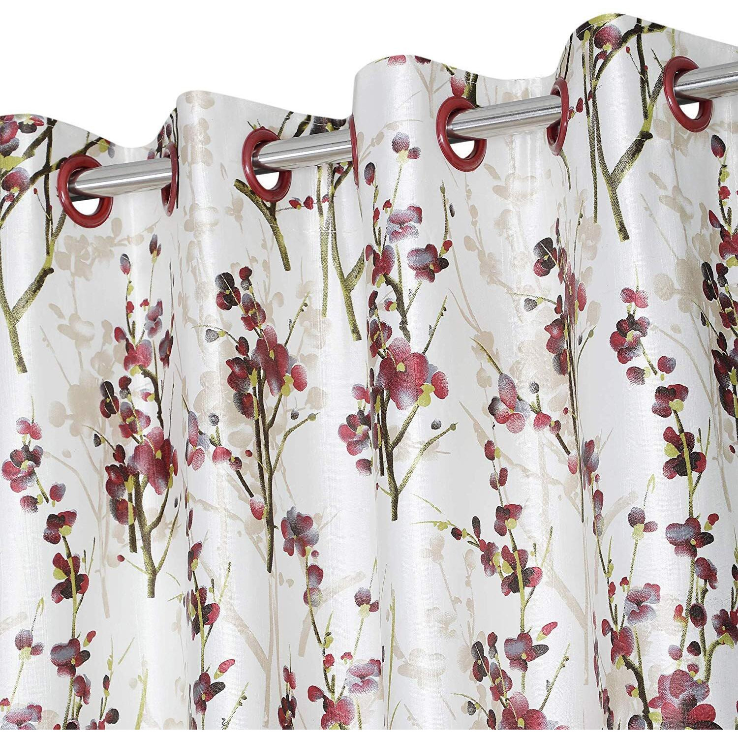 Ultica Fab Home Decor Kart 6Ft Curtains for Window Set of 3 | Printed Panels and Drapes for Decoration | Curtains for Living Room Kitchen Hall, 4 x 6 Feet, Maroon