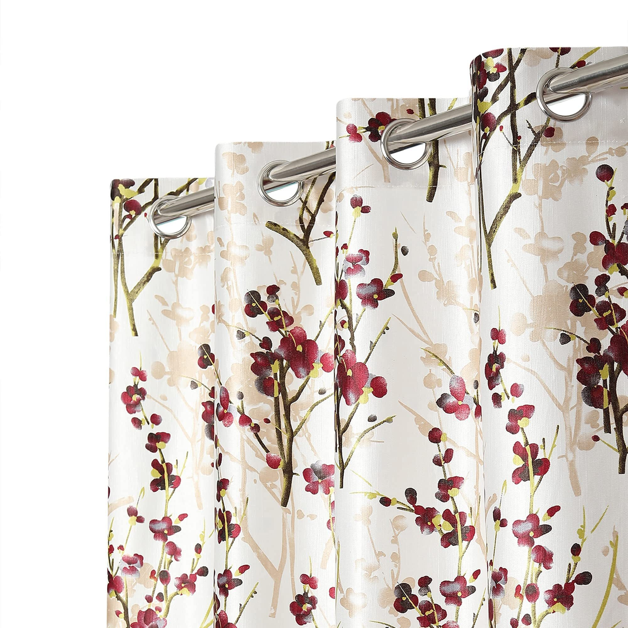 Ultica Fab Home Decor Kart 5Ft Grommet Curtains For Window Set Of 2 | Printed Panels And Drapes For Decoration | Curtains For Living Room Kitchen Hall, 4 X 5 Feet, Maroon