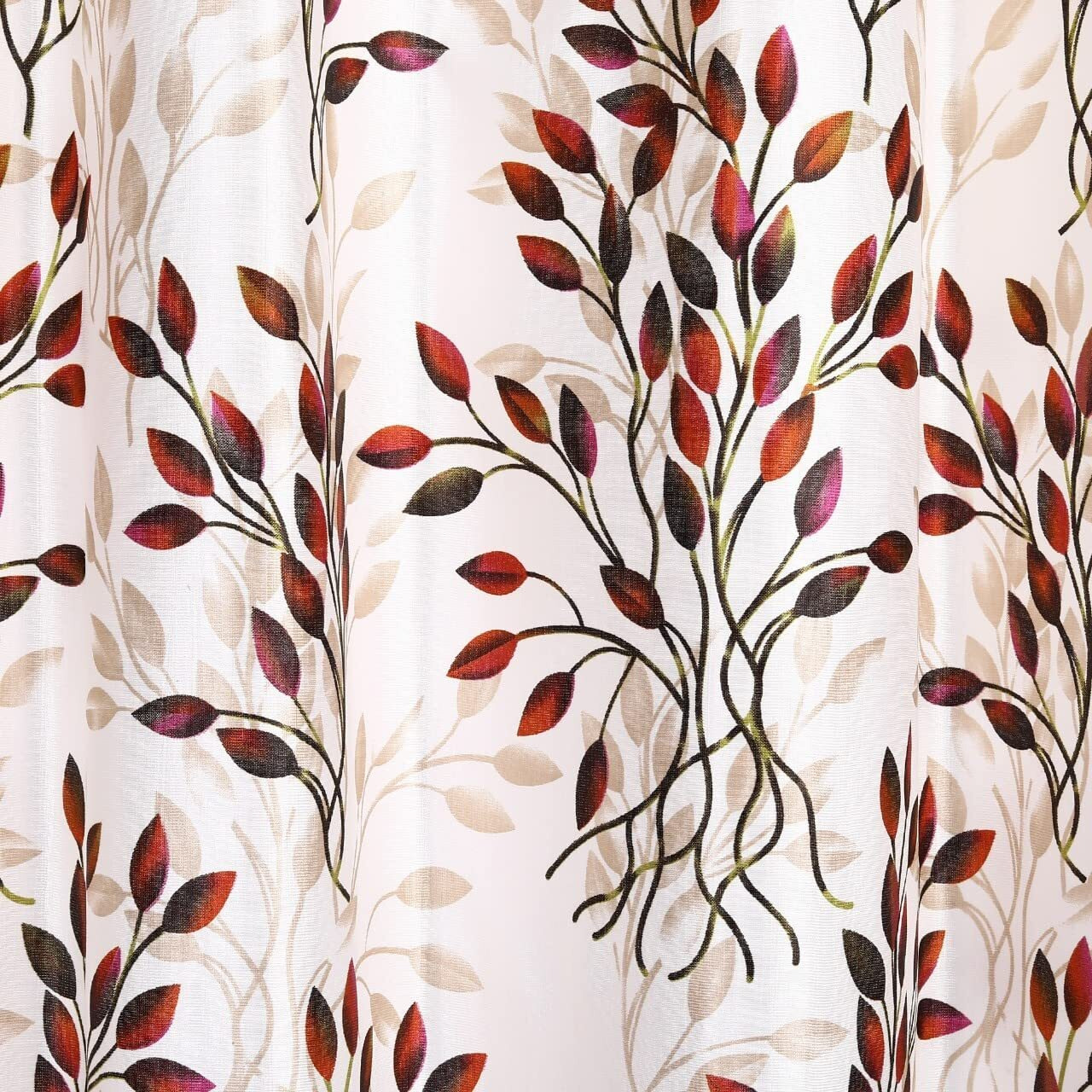 Ultica Fab Home Decor Kart Curtains 8 feet long Set of 2 I Floral Printed Curtains for Living Room, Home, Office, Bedroom, Kitchen Hall, 4 x 8 Feet, Maroon New Leaf