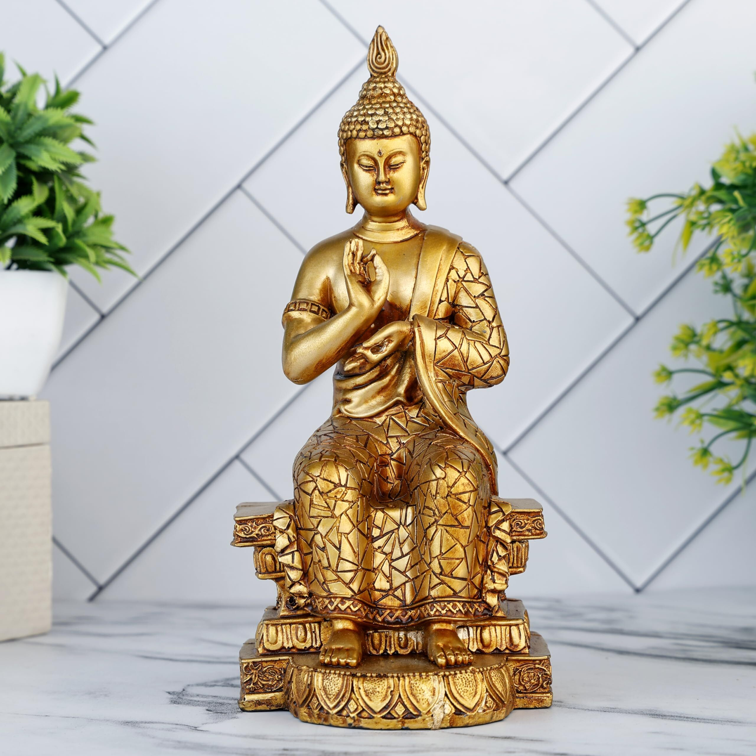 Global Grabbers new buddha statue showpiece idol home decor items for living room and gifts-GOL4-DB10