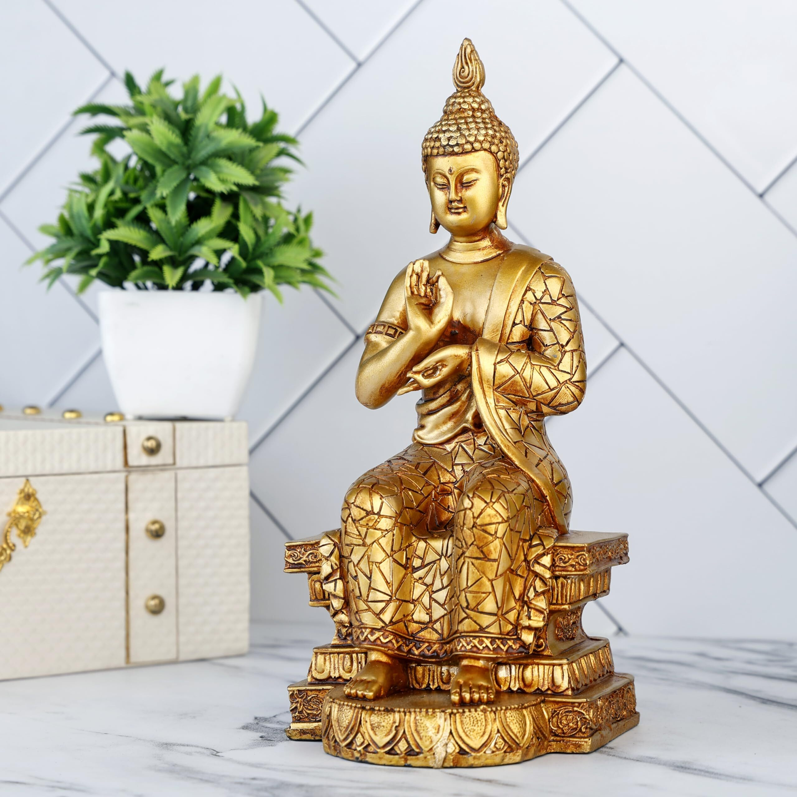 Global Grabbers new buddha statue showpiece idol home decor items for living room and gifts-GOL4-DB10