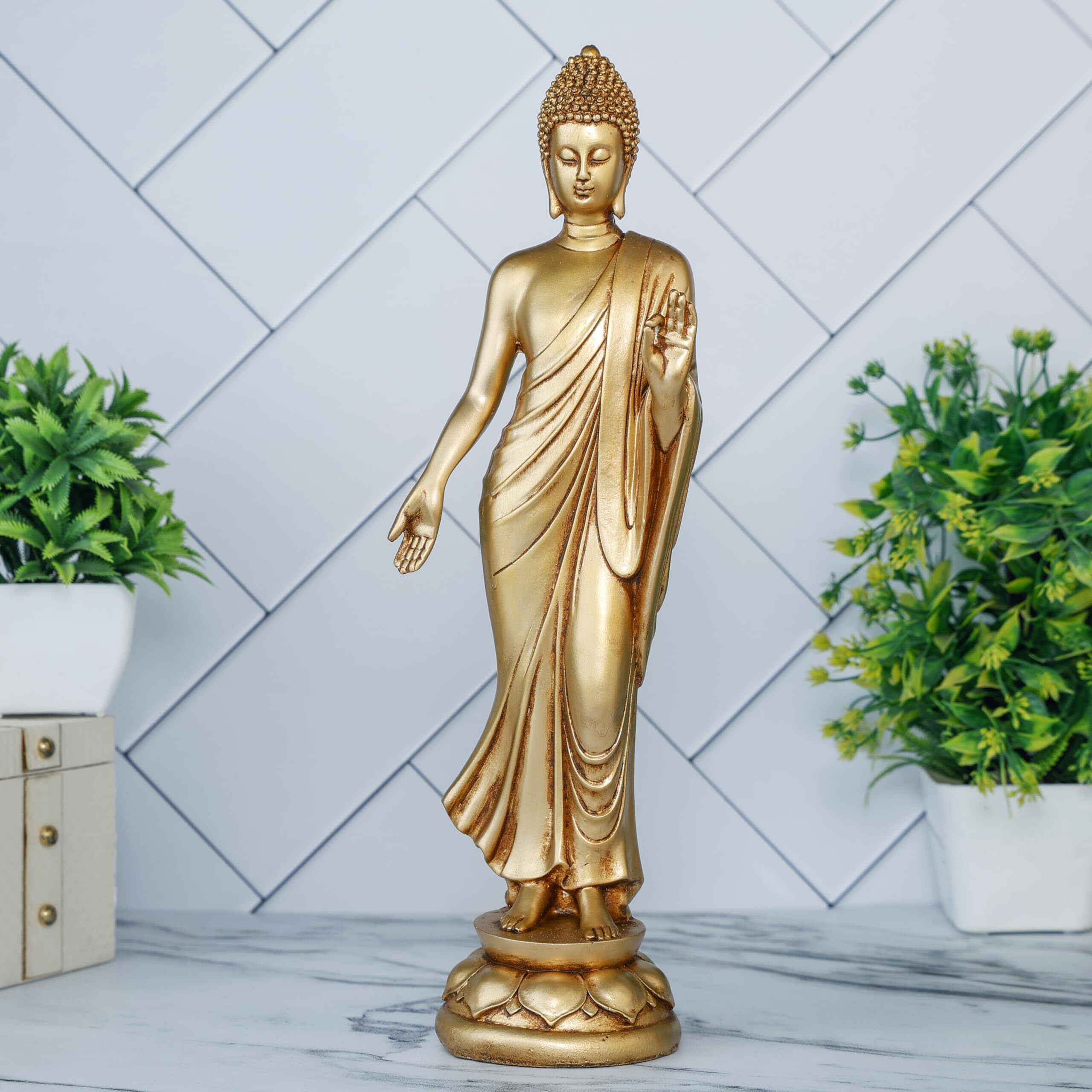 Global Grabbers new Standing new buddha statue showpiece idol home decor items for living room and gifts-GOL4-DB8