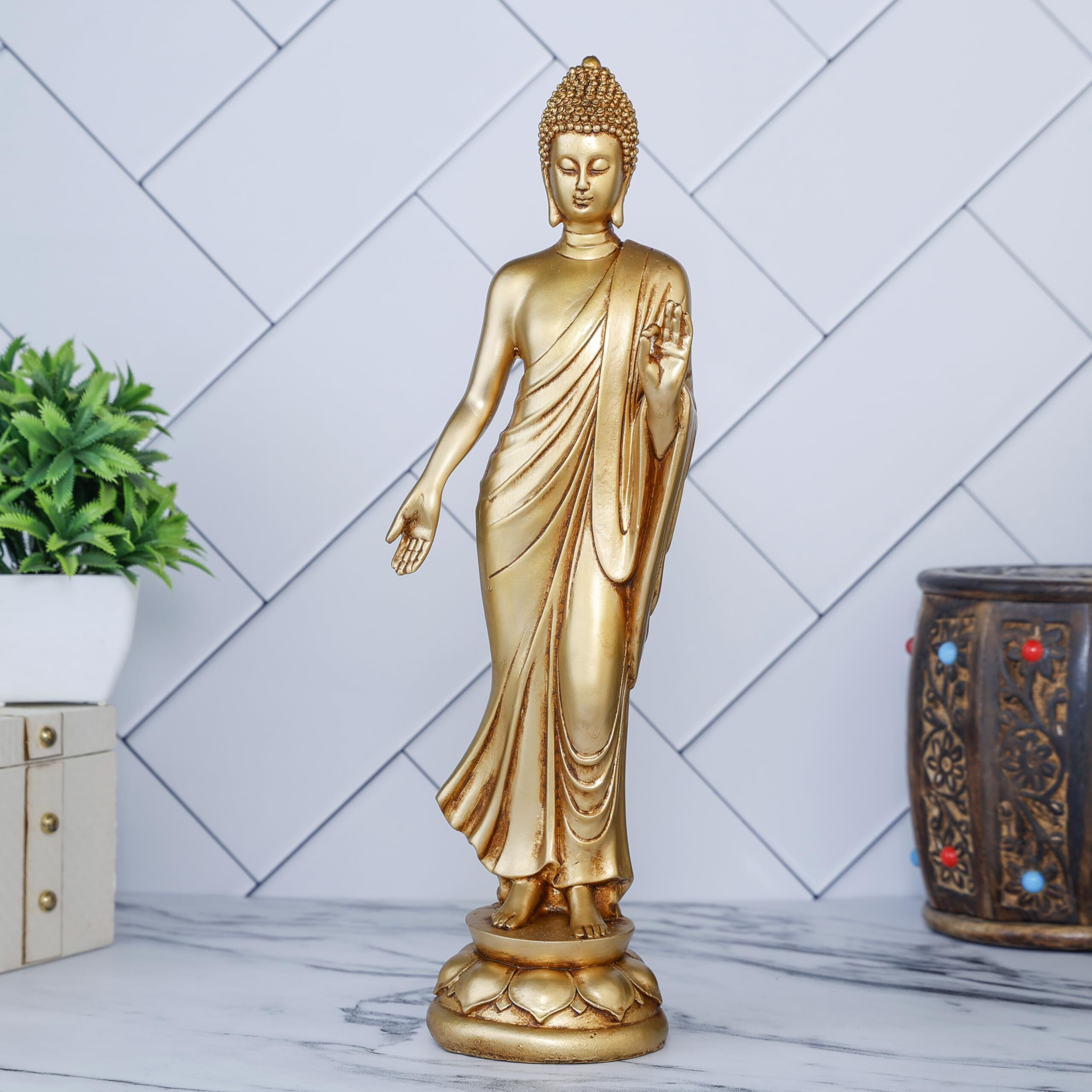 Global Grabbers new Standing new buddha statue showpiece idol home decor items for living room and gifts-GOL4-DB8