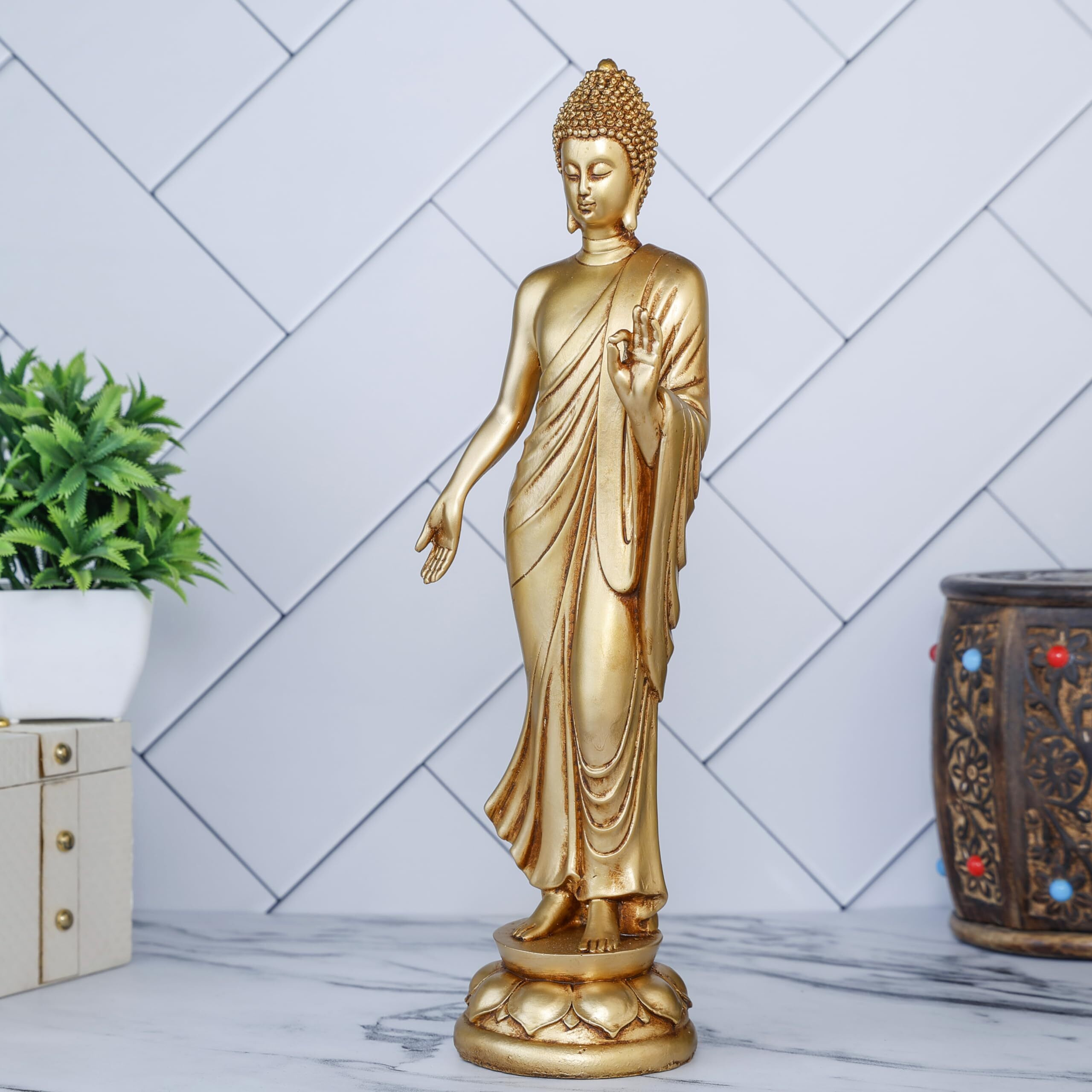 Global Grabbers new Standing new buddha statue showpiece idol home decor items for living room and gifts-GOL4-DB8