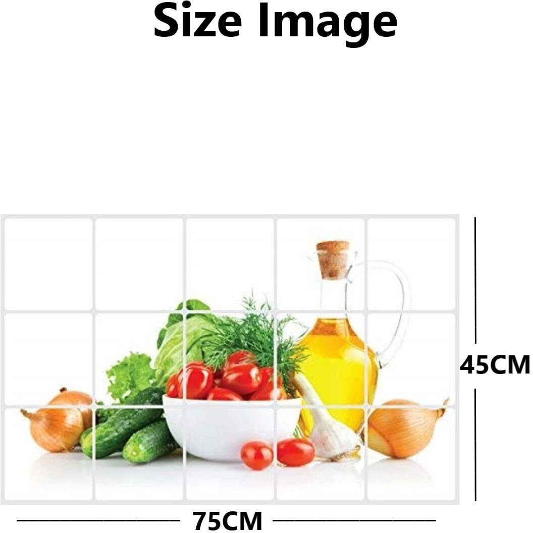 JAAMSO ROYALS Multicolor Vegetable Design Vinyl Peel and Stick Self Adhesive Removable Oil Proof Heat-Resistant Kitchen Decor Wall Sticker (75 CM X 45 CM)