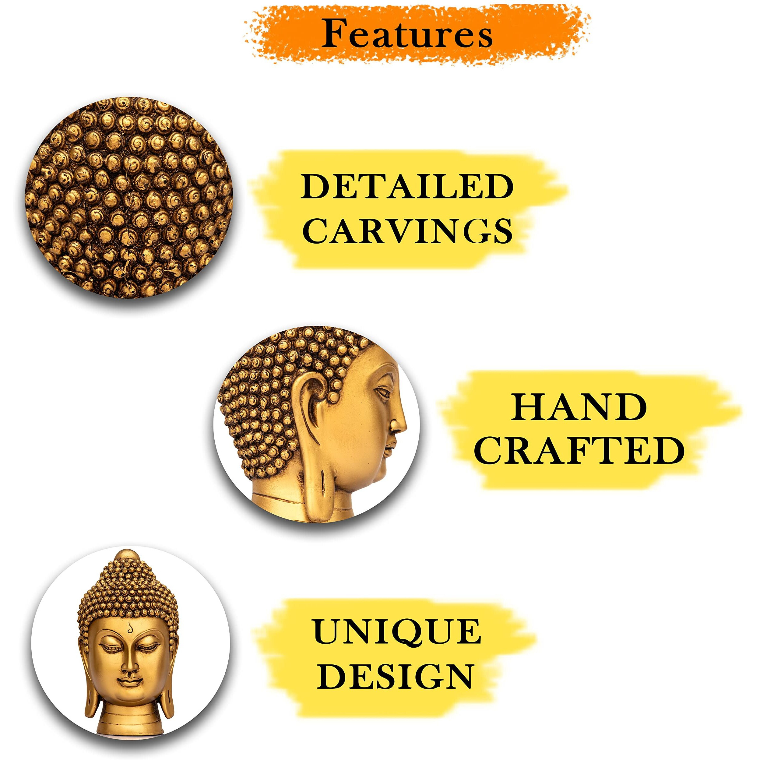 Global Grabbers new face head buddha statue showpiece idol home decor items for living room and gifts-GOL4-DB6