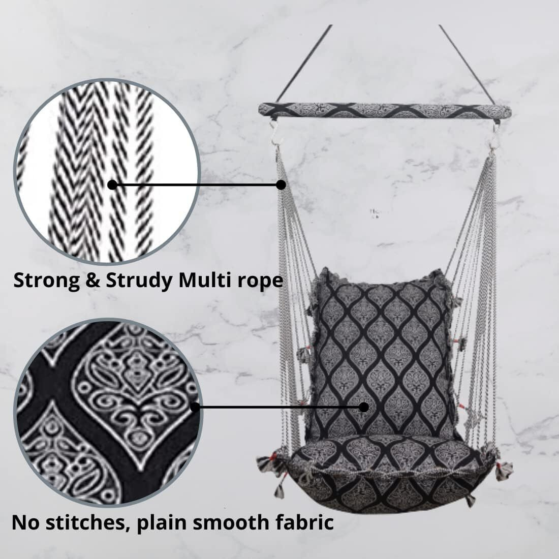 Kkriya Home Decor Swing Jhula Hanging single seater chair for home | adult | Balcony (COMPLETELY WASHABLE )