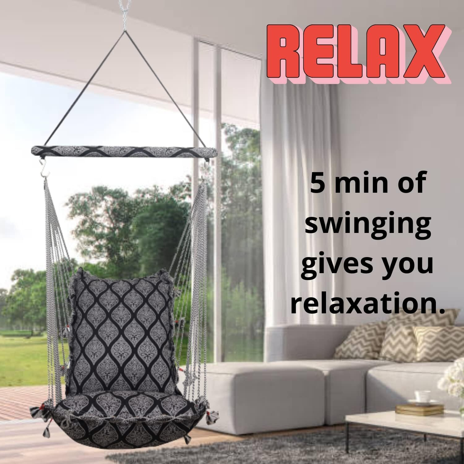 Kkriya Home Decor Swing Jhula Hanging single seater chair for home | adult | Balcony (COMPLETELY WASHABLE )