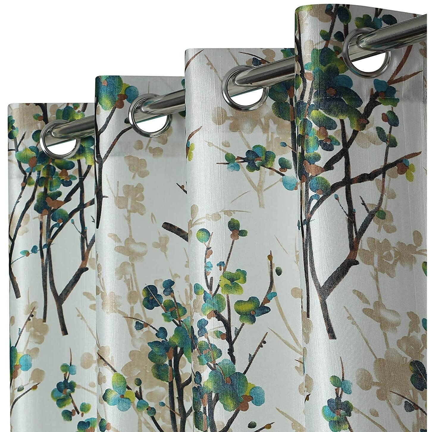 Ultica Fab Home Decor Kart 9Ft Grommet Opaque Curtain For Long Door Set Of 2 Printed Panels&Drapes For Decoration Curtains For Living Room Kitchen Hall,4 X 9 Feet,Aqua