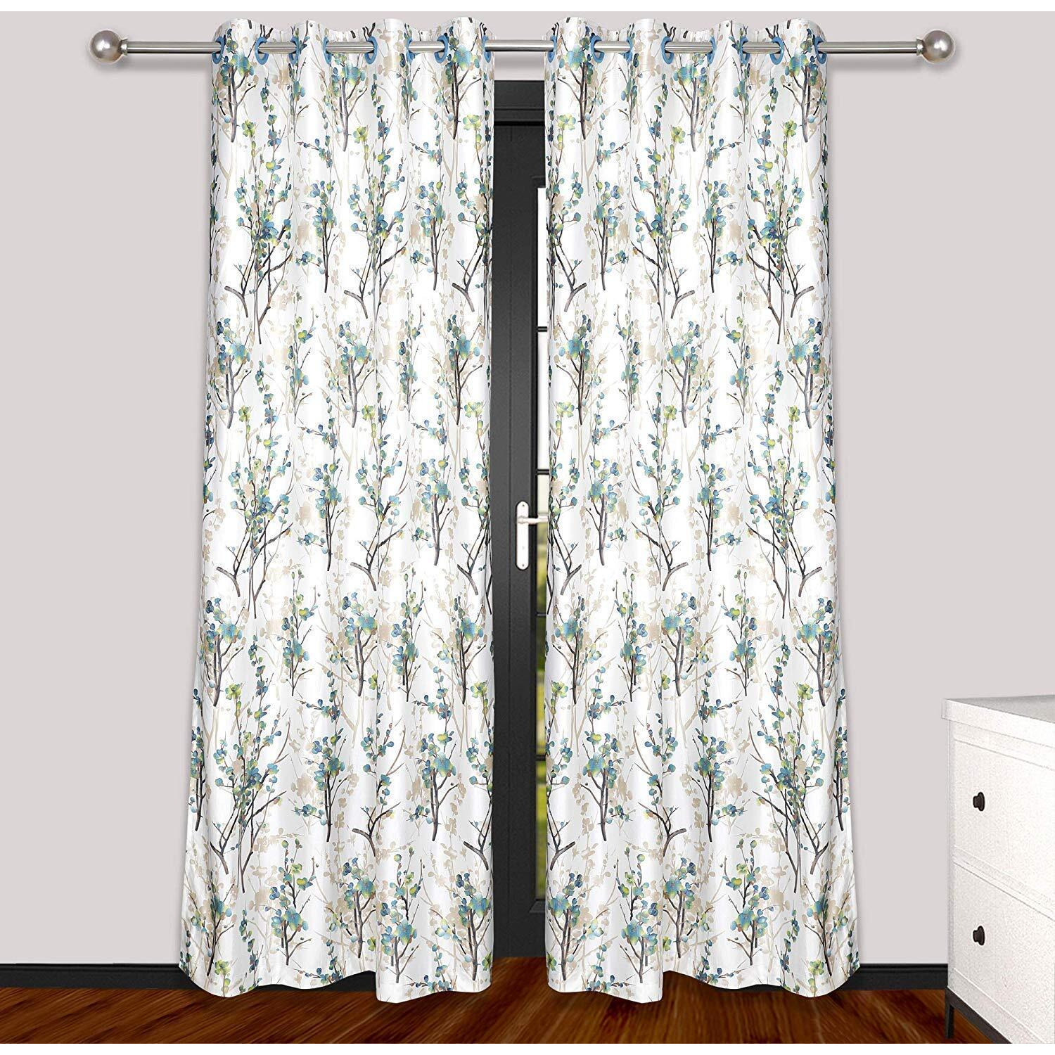 Ultica Fab Home Decor Kart 9Ft Grommet Opaque Curtain For Long Door Set Of 2 Printed Panels&Drapes For Decoration Curtains For Living Room Kitchen Hall,4 X 9 Feet,Aqua