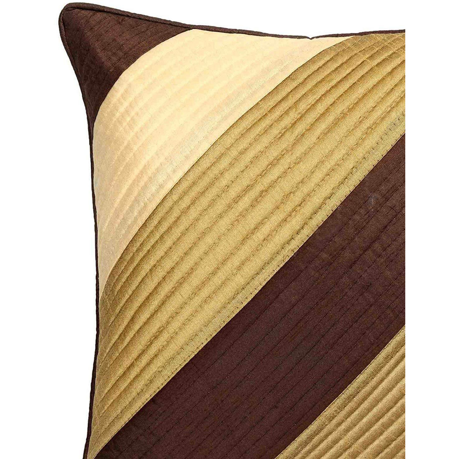 Decor Studioz Synthetic 150Tc Cushion Covers, 16 X 20 Inch, Brown, Gold, Set Of 5(Synthetic)