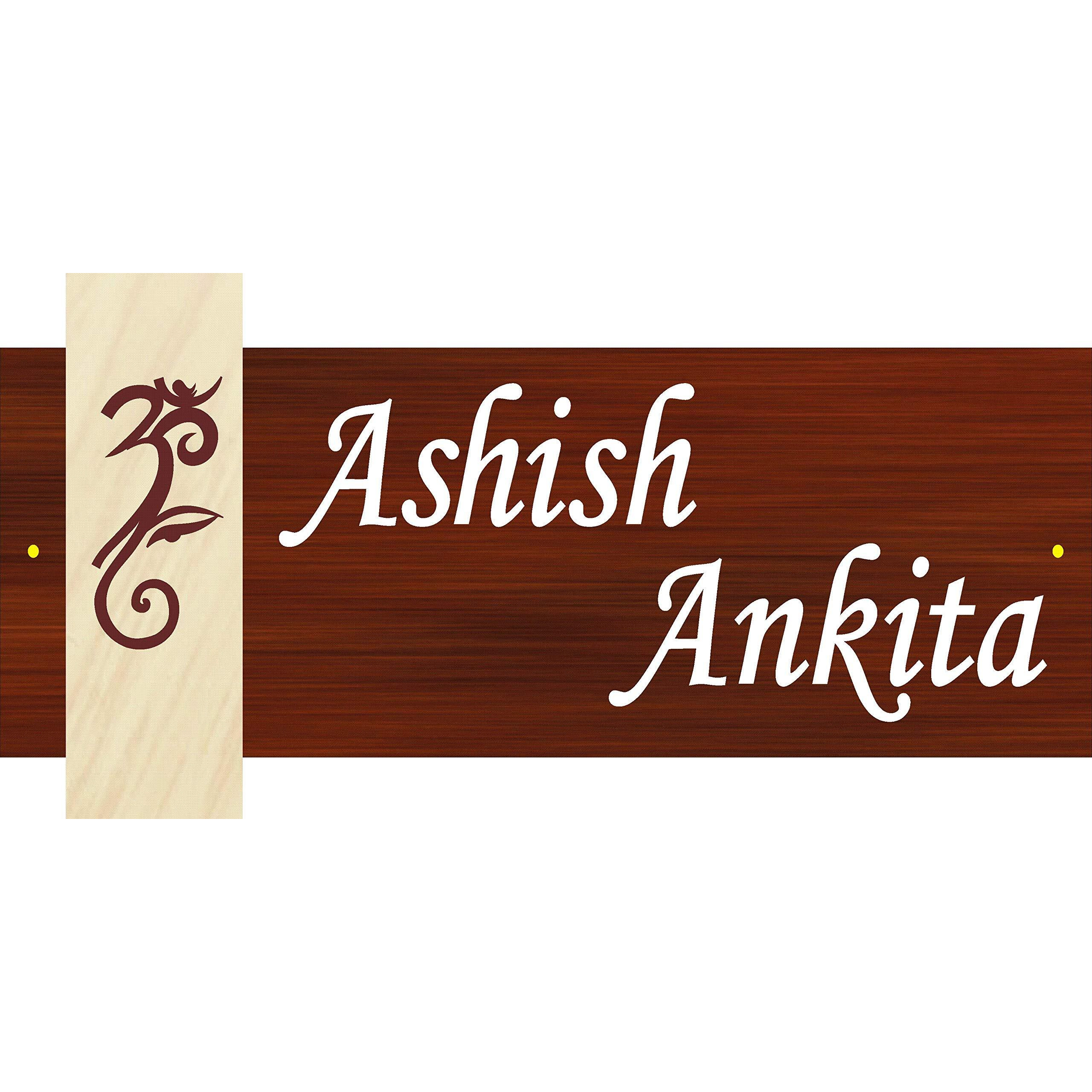 SANGAM AD Aluminium Composite Penal Ashish Ankita Personalized Nameplate for Home Decor (Length 12 x Height 6 x Width 0.3-inch)