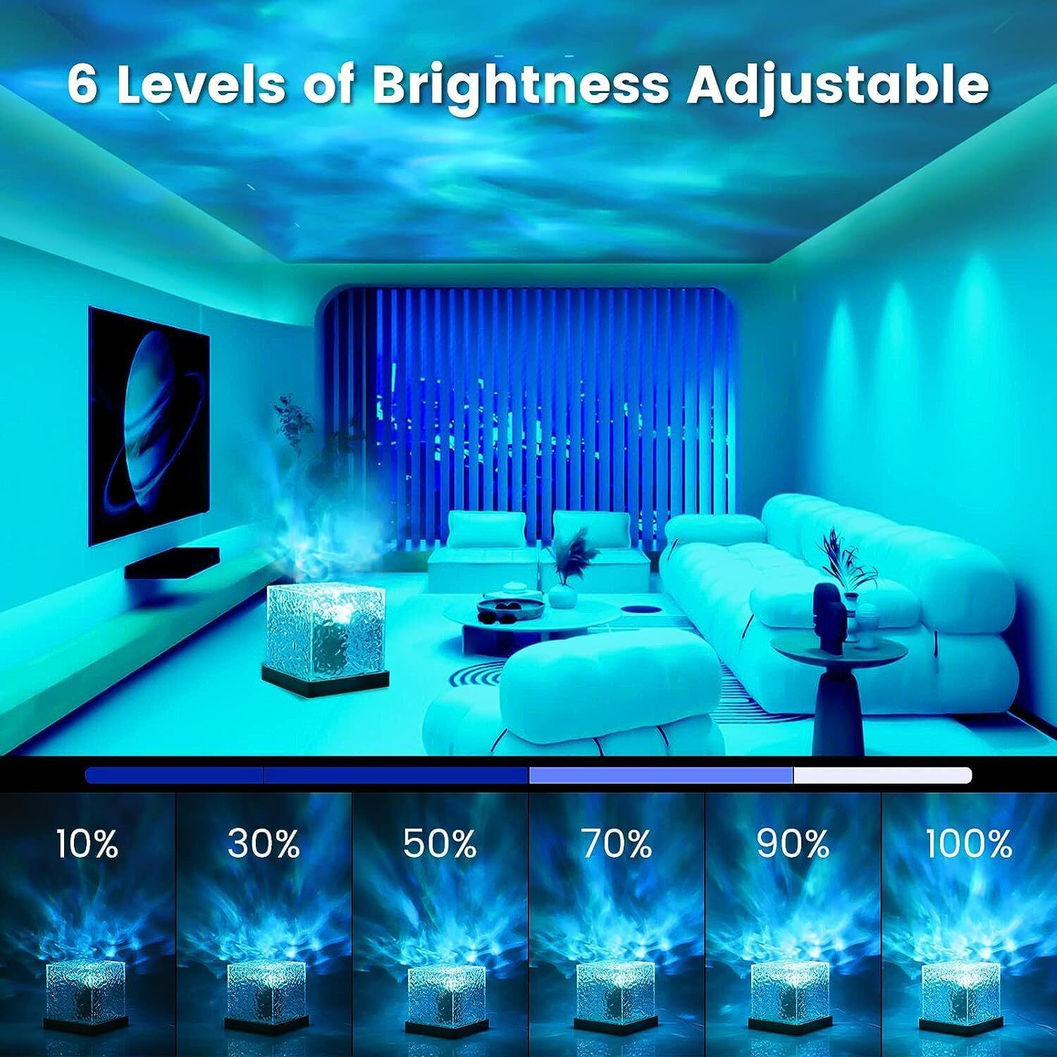 PESCA Lights Ocean Wave, Romantic Warm Ocean Wave Water Night Light Projector 3D Water Wave Effect, Romantic LED Light Projector Projection Lamps Crystal Table Lamp for Bedroom Decor